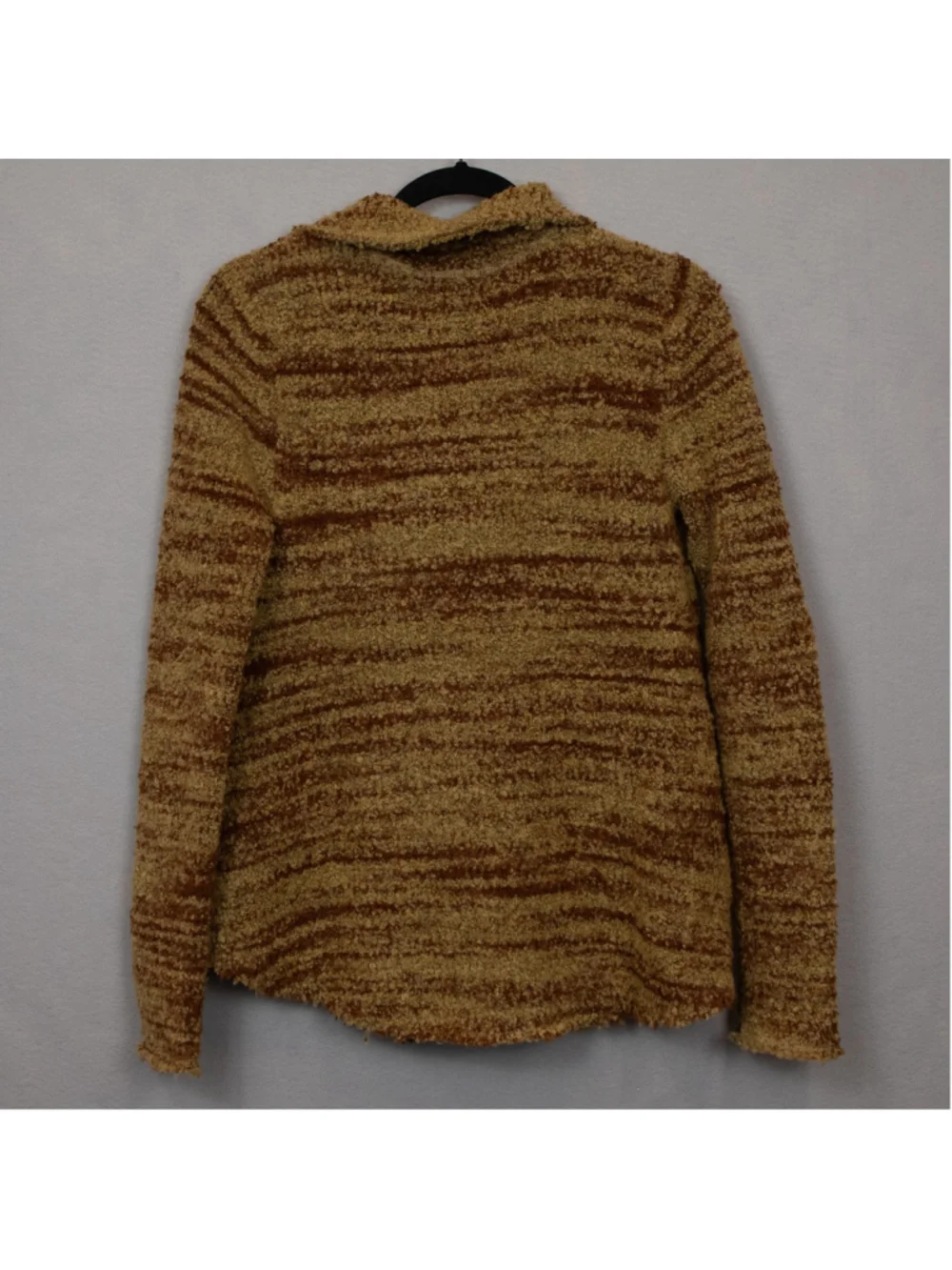 Free People Zebra Yarn double breasted boucle knit brown cardigan-S